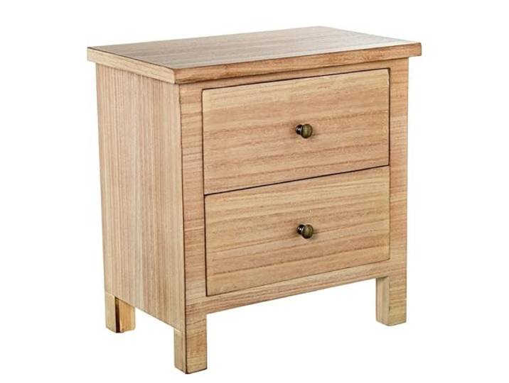 DRW Nachttisch mit 2 Schubladen aus Naturholz, 50,5 x 48 x 30 cm