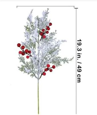 Uplift Treasures Frosted Red Berry Stems Christmas Tree Decoration 1pc