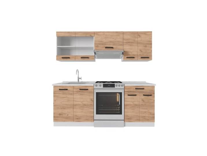 Vicco Küche R-Line, Goldkraft Eiche/Weiß, 200 cm