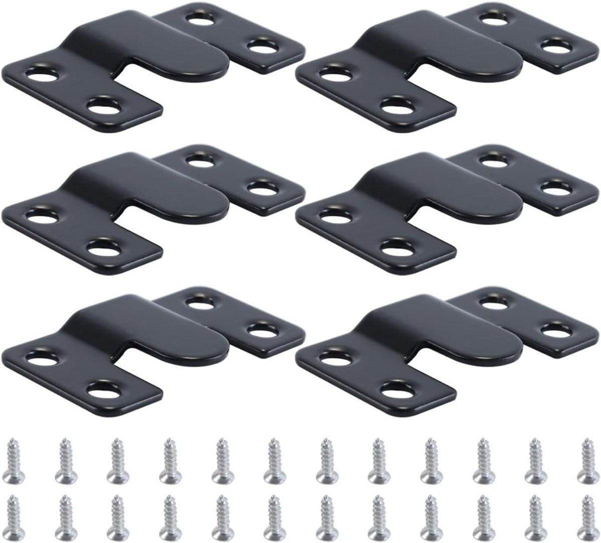 Zware Bevestigingshaak Sets voor Fotolijsten, RVS Interlocking Montagebeugels met Schroeven, Zwart, 55 x 30 mm