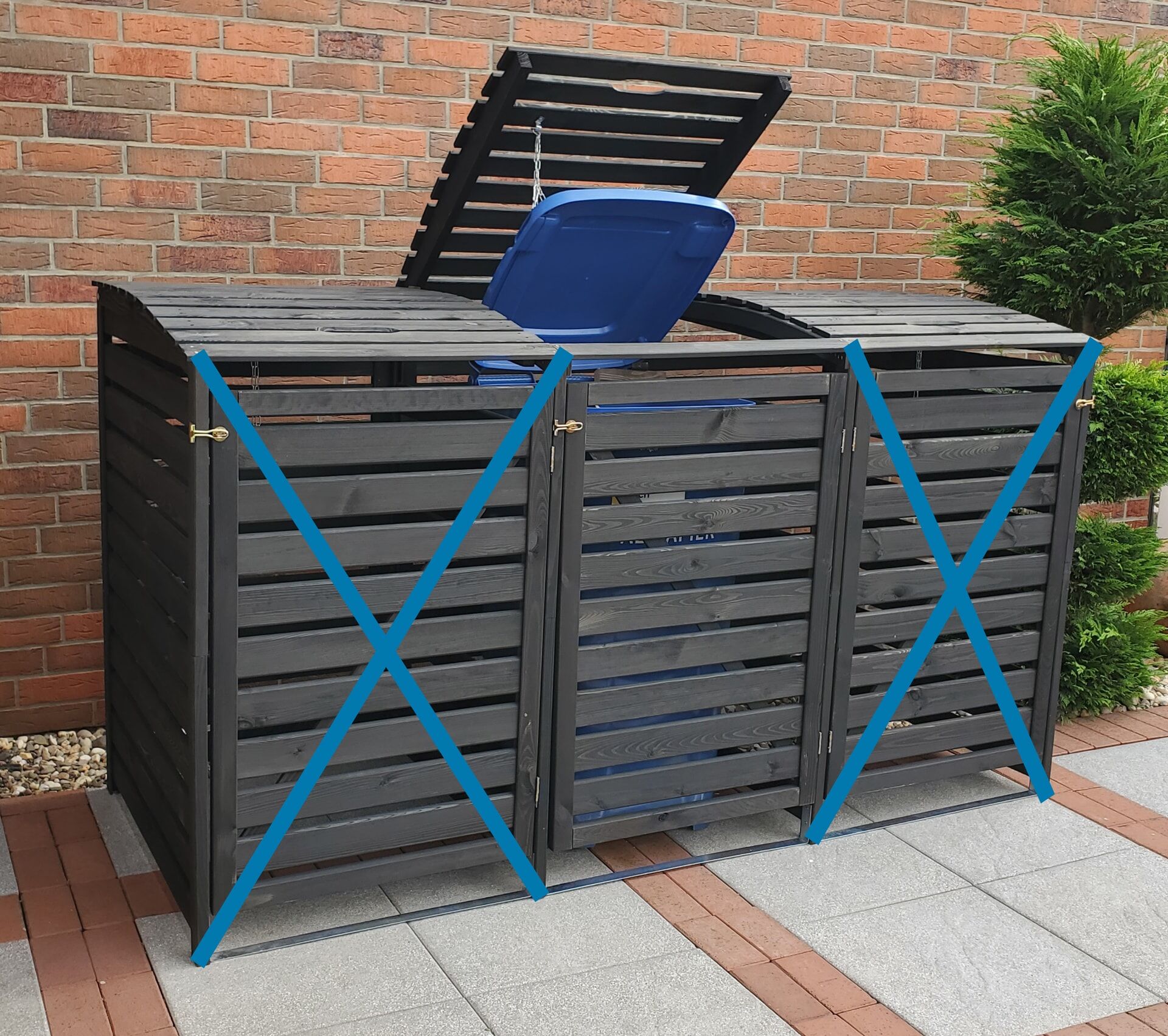Mülltonnenbox PROMADINO "Erweiterungsset für Vario III, aus Massivholz", grau (anthrazit), B:92cm H:122cm T:70cm, Massivholz, Aufbewahrungsboxen, Mülltonnenbox, passend für alle Tonnen bis 240 Liter anthrazit Einheitsgröße