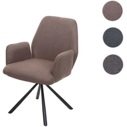 Esszimmerstuhl HWC-H71, Küchenstuhl Lehnstuhl Stuhl, Stoff/Textil Stahl ~ braun