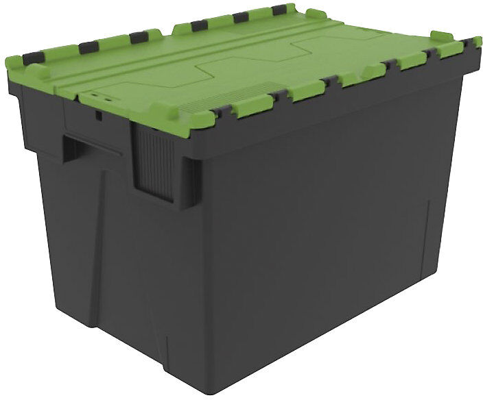 kaiserkraft Mehrweg-Stapelbehälter, LxBxH 600 x 400 x 400 mm, schwarz/grün