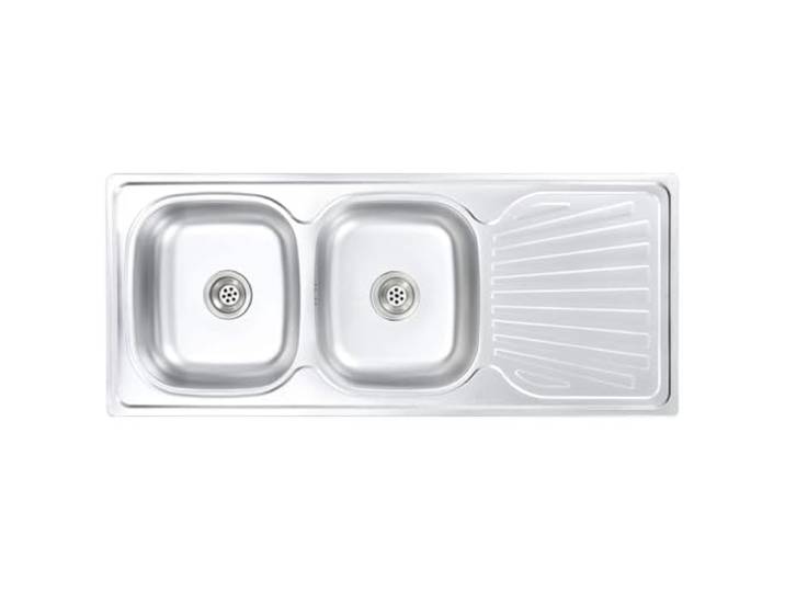 vidaXL Küchenspüle Doppelbecken mit Sieb Siphon Spülbecken Doppelspüle Edelstahlspüle Einbauspüle Spüle Edelstahl 120x50x15,5cm Silbern
