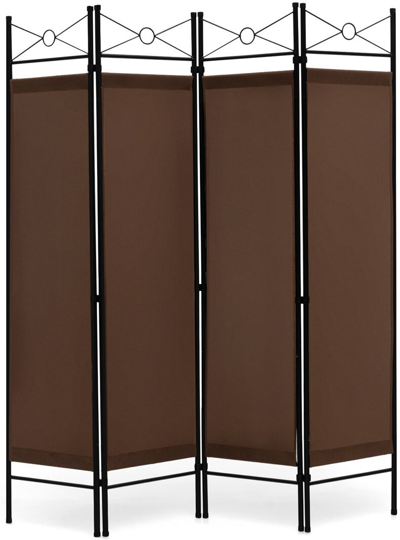 Marlow Home Co. Amner 159cm W x 182cm H 4 - Panel Folding Room Divider Brown 182cm H X 159cm W X 8.5cm D