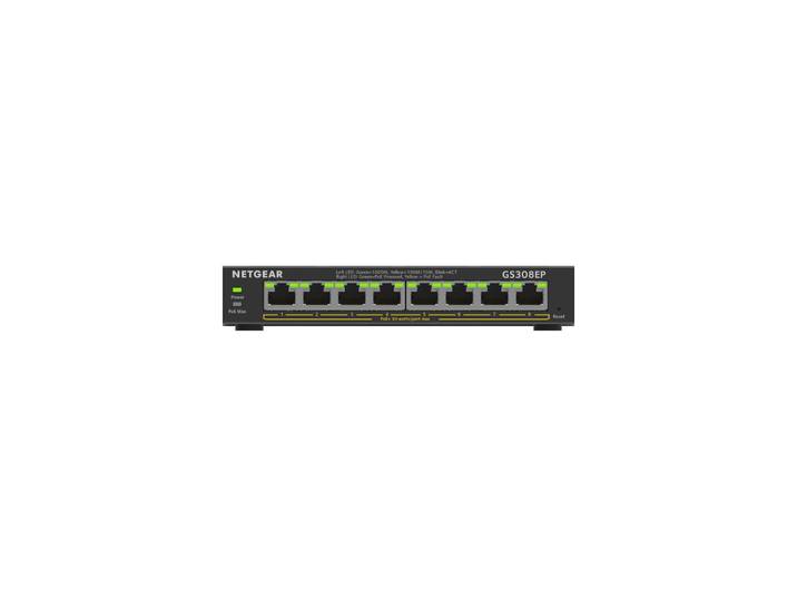 Netgear GS308EP, Géré, L2/L3, Gigabit Ethernet (10/100/1000), Full duplex, Connexion Ethernet, supportant l'alimentation via ce port (PoE) GS308EP-100
