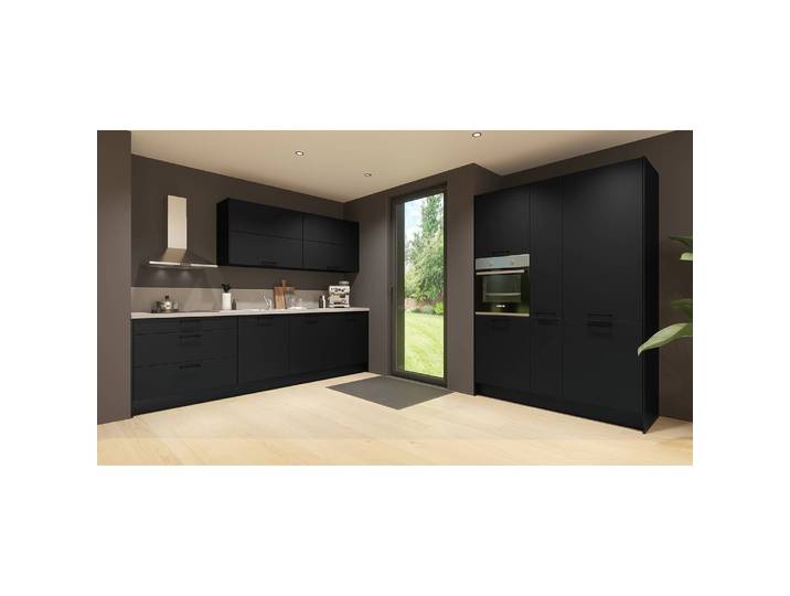 Küchenzeile ConceptC III 217 x 60cm Ausrichtung rechts Schwarz/Schwarz/Beton Dekor Laurus