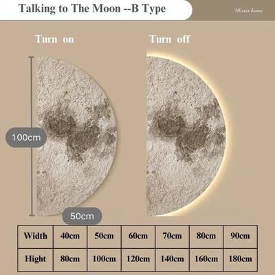 Uplift Essentials Creative LED Moon Wall Painting Lamp Remote Control Minimalist Decor b Type 23.6 X 47.2 In (60 X 120 Cm)