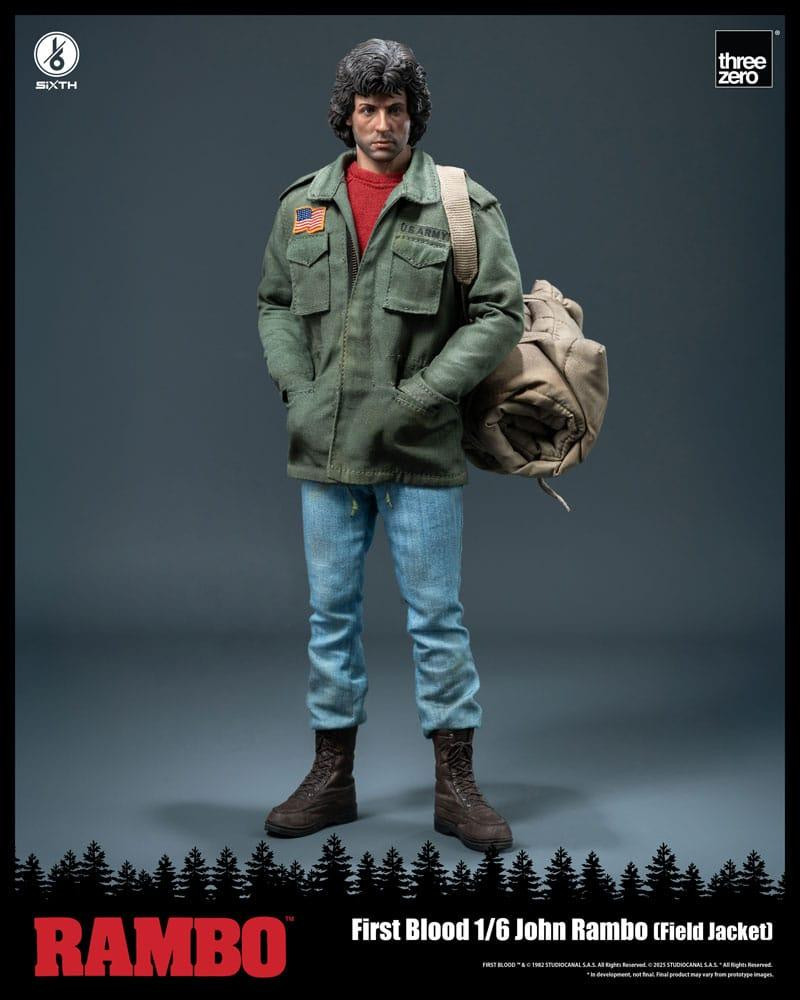 THREEZERO Rambo: First Blood actiefiguur John Rambo met veldjacket, 31 cm