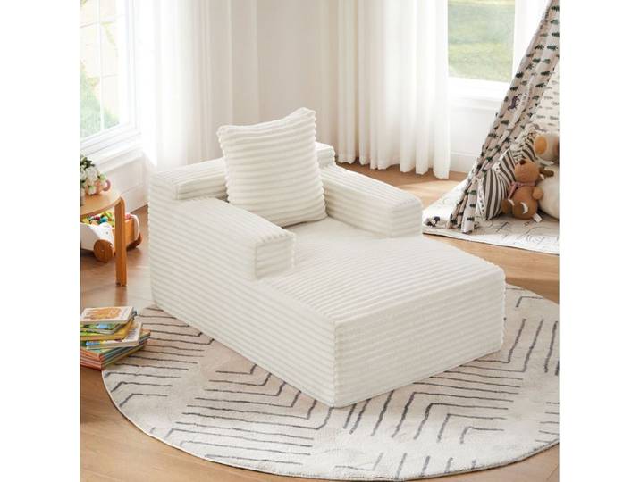 Canapé compressé 1 place Fauteuil relax Chaiselongue sans montage Mousse haute densité ressorts ensachés Beige