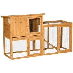PawHut Kleintierstall mit herausnehmbarer Bodenwanne und Rampe Tannenholz Orange