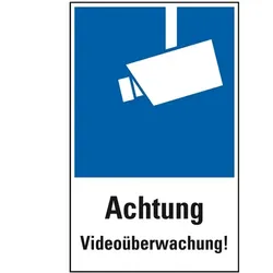 Aufkleber I Hinweis-Kombischild Achtung Videoüberwachung!, Folie, selbstklebend, 200x300mm