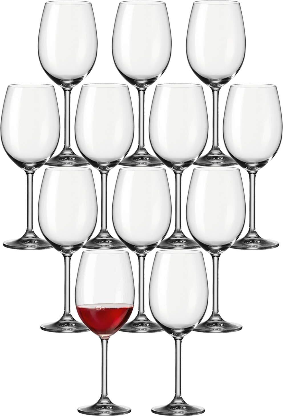 Rotweinglas LEONARDO "Rotweinglas Daily 460 ml 12er Set transparent", bunt (transparent), Glas, Trinkgefäße, Rotweinglas
