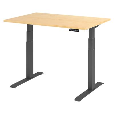 bümö elektrisch höhenverstellbarer Schreibtisch 120x80 cm in Ahorn, Gestell graphit mit Memory-Steuerung, elektrischer Bürotisch höhenverstellbar