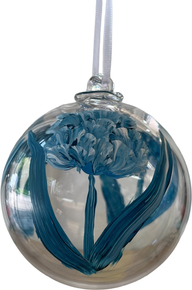 Bohemien kristallen bol met Delfts blauwe tulp