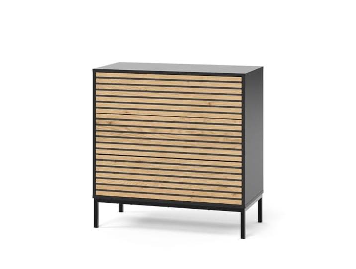 Vicco Kommode Eliza, Goldkraft Eiche/Anthrazit, 80 x 81.2 cm 2 Schubladen, zur Aufbewahrung und Organisation im Wohn- oder Schlafzimmer