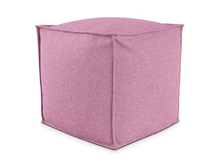 Deshome - Sitzhocker Sitzpouf Pouf 50x50x50 cm mit abnehmbarem Polster für Innen- und Außenbereich: Sitzpouf Design für Sofa, Wohnzimmer, Schlafzimmer, Sitzhocker, Light Pouf Mauve