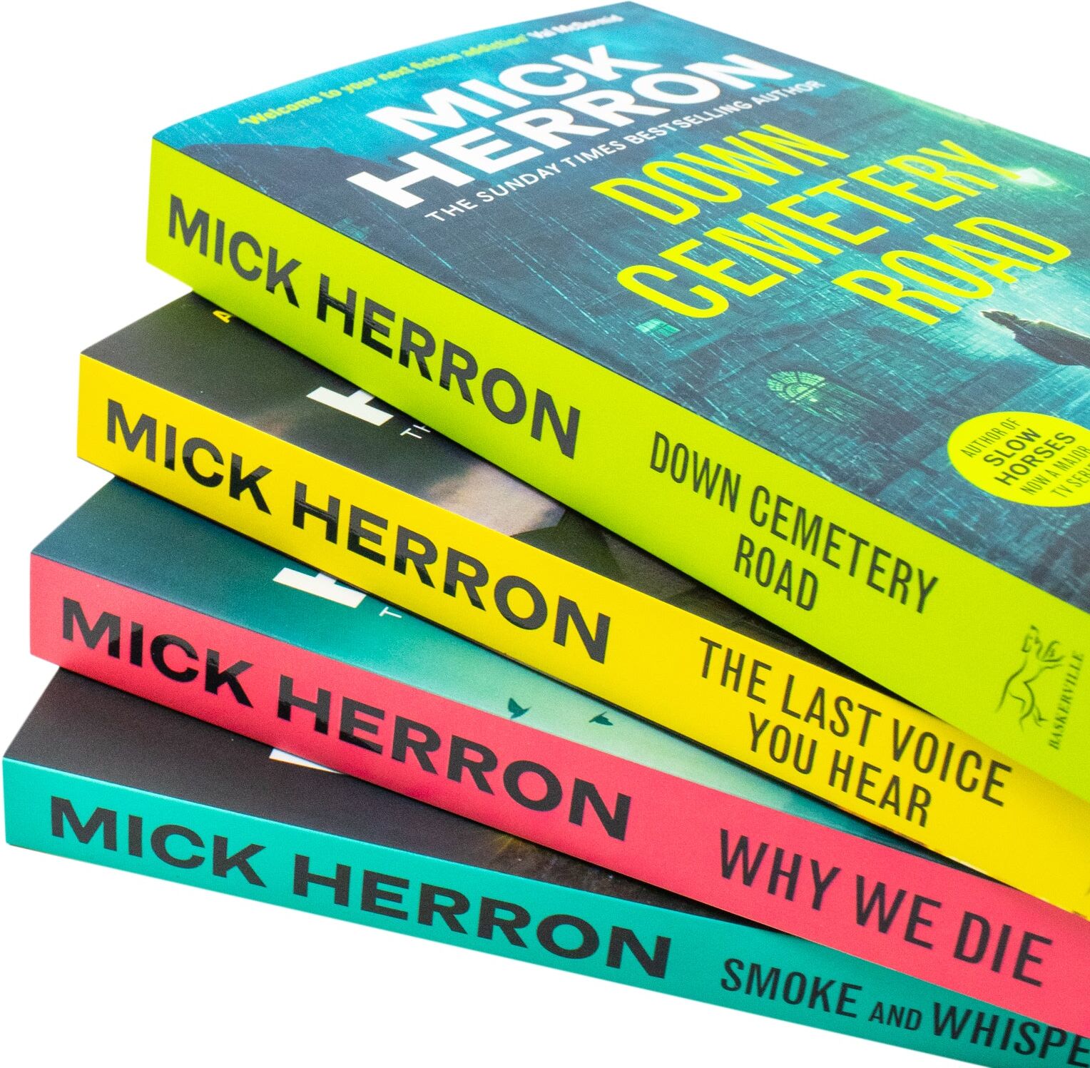 Baskerville Mick Herron Zoe Boehm Thrillers 4 Books Collection Set (Down Cemetery Road, The Last Voice You Hear, Why We Die, Smoke and Whispers)