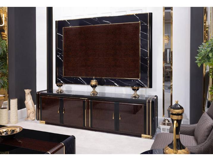 JVmoebel TV-Schrank Braun TV-Schrank mit TV-Paneel aus hochwertigem Holz (1-St., 1er Set)