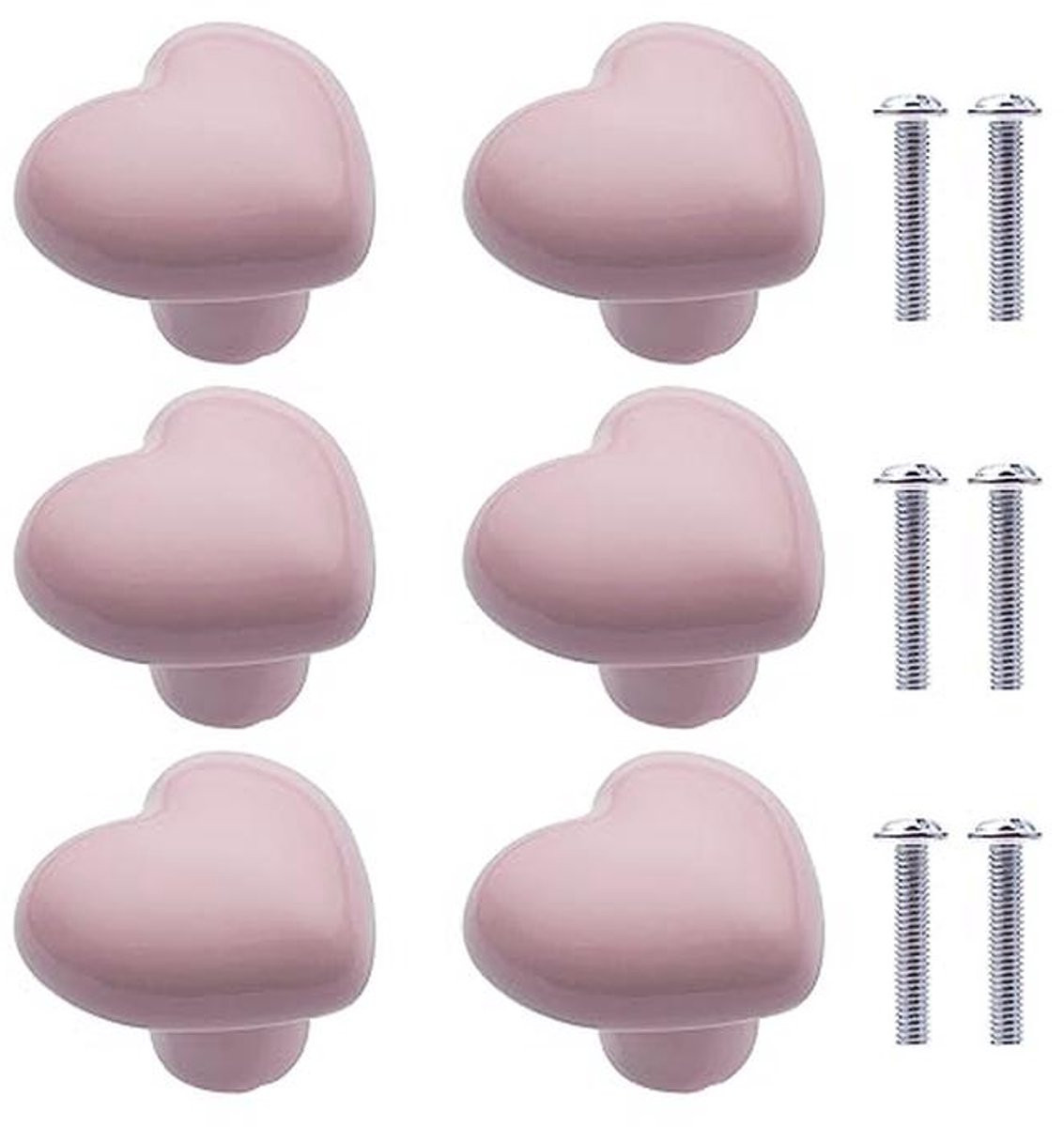 6 Stuks Hartvormige Keramische Meubelknoppen voor Kinderkamer en Keuken
