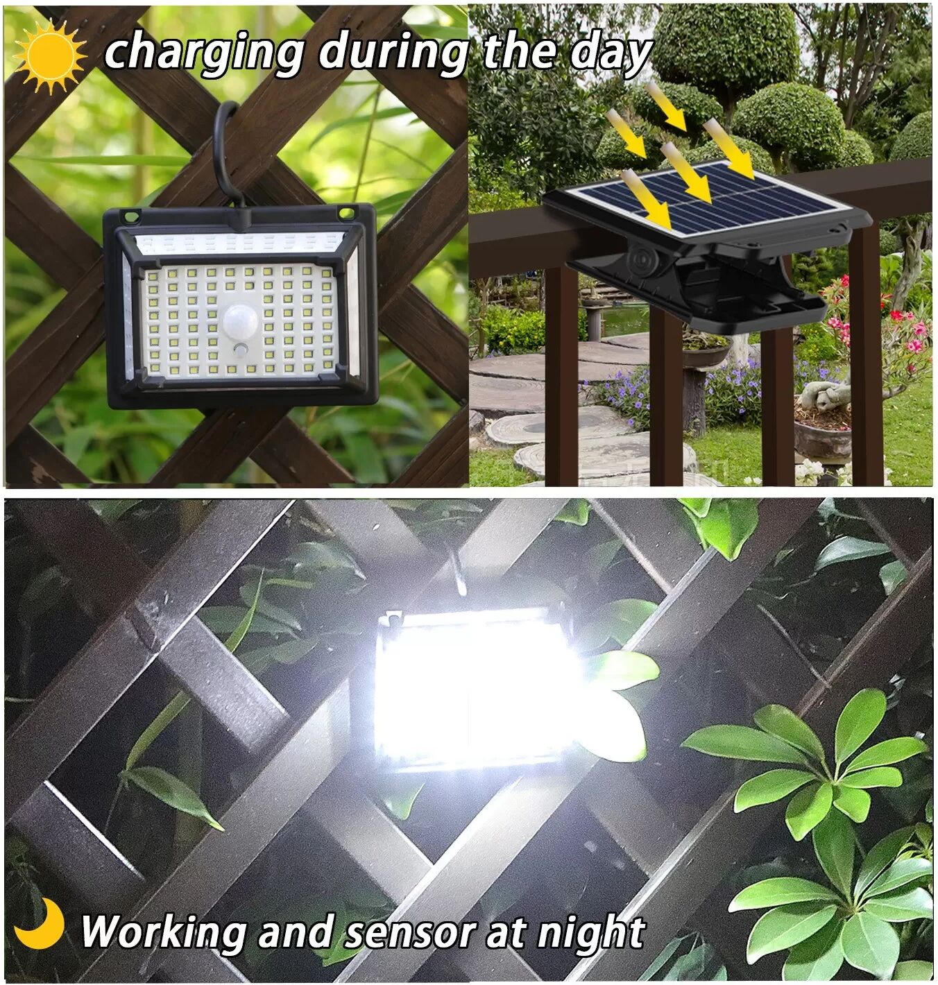INF 190 LED Solar Split Clip Lampe - Warmes Licht, Bewegungssensor, Wasserdichte Außenbeleuchtung