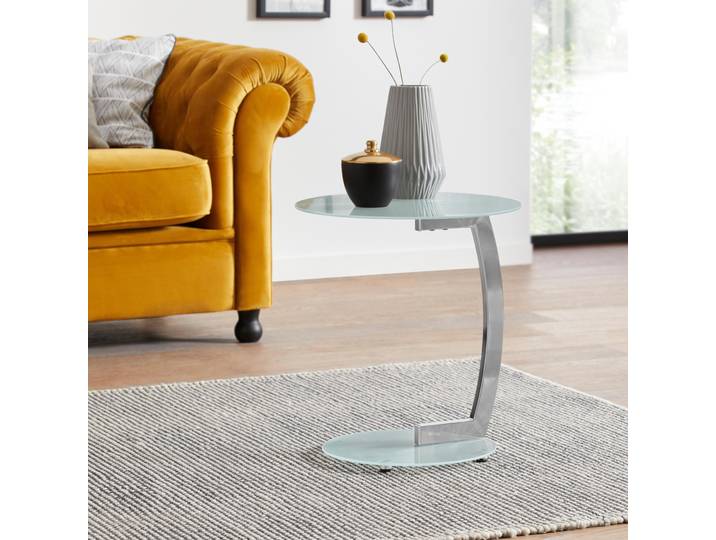 Beistelltisch INOSIGN, weiss (weiß, chromfarben), B:45cm H:52cm T:45cm, Tische, Beistelltisch