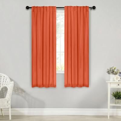 Superior Solid 2-Piece Room Darkening Curtain Set, Rod Pocket Backtab Header Window Drapes
