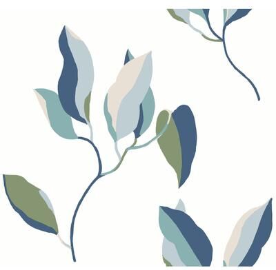 York Wallcoverings Brushwork Branches Alpine and Cobalt Wallpaper