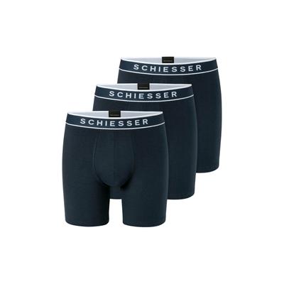 Boxershorts SCHIESSER "Boxershort Long Shorts 3P 3er Pack", Herren, Gr. L, blau (dunkelblau), Obermaterial: 95% Baumwolle CO. 5% Elasthan EL., Unterhosen