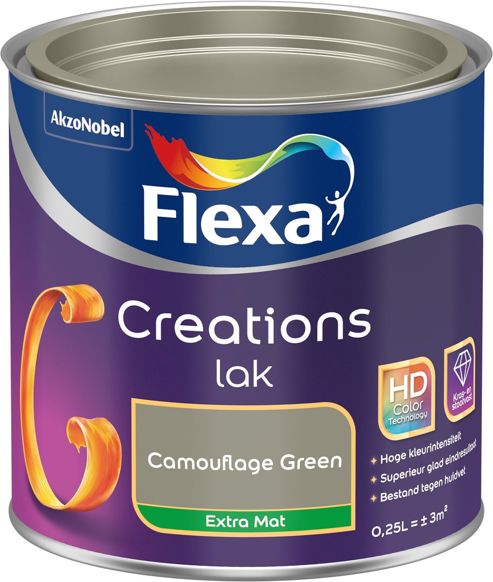 Flexa Creations Lak Extra Mat - Camouflage Green - 250 ml