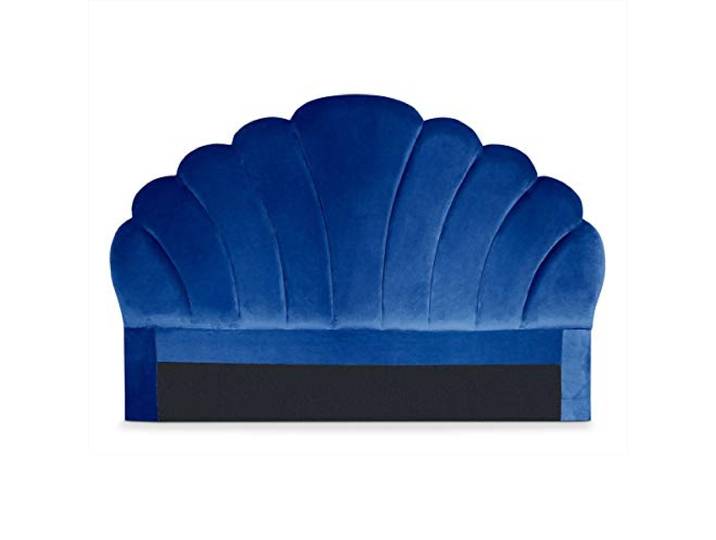 Menzzo Tête de lit Mermaid 160 cm - Velours Bleu Glamour\, Matelassée Forme Coquillage\, Décoration Chambre Chic