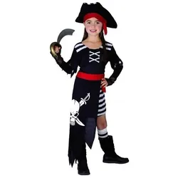 GoDan Piratenkostüm mit Totenkopf, Grösse 120/130cm (128)
