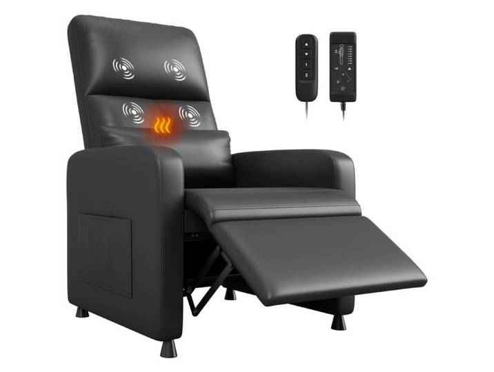 Fauteuil télé électrique massant chauffage noir