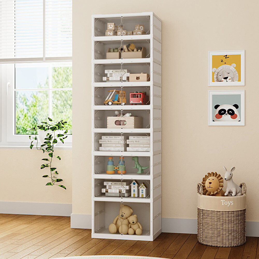 Rebrilliant 18 Pair Stackable Shoe Storage Cabinet White 18