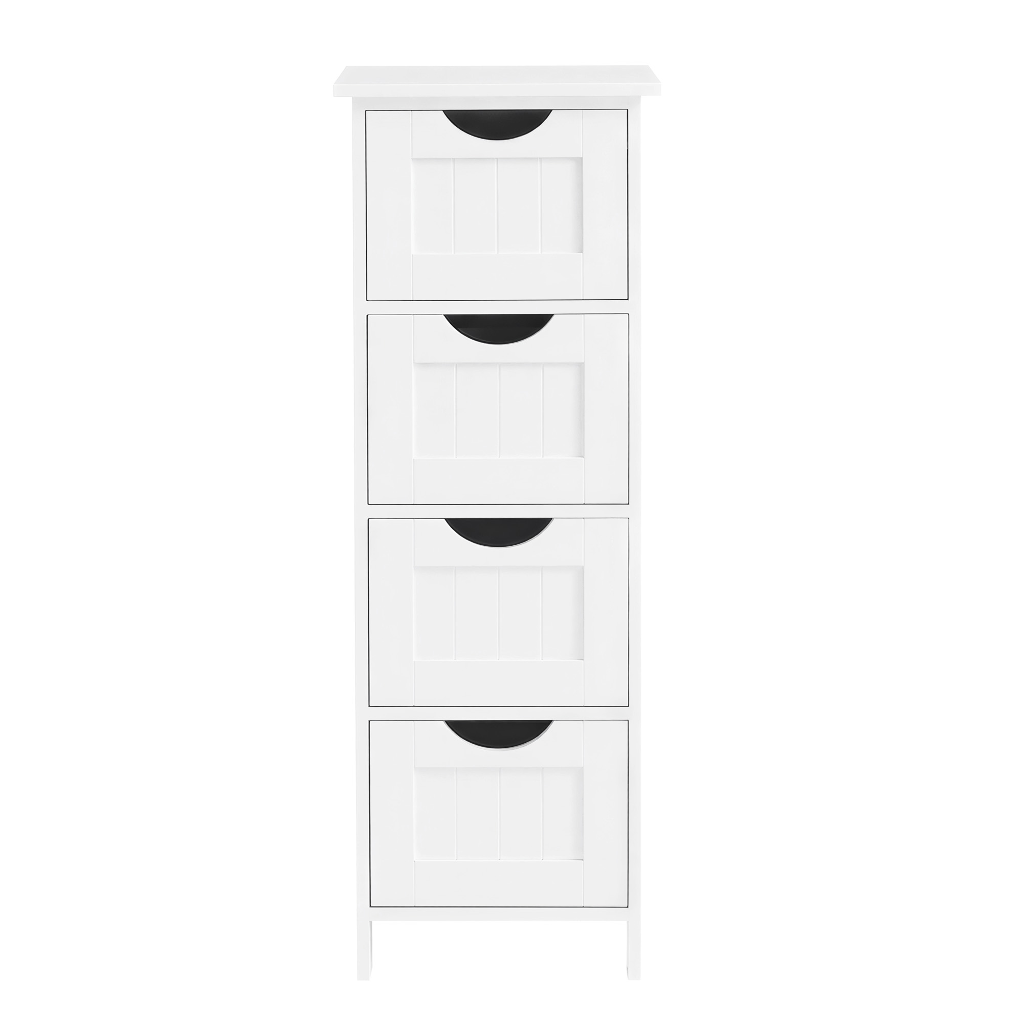 VASAGLE Badezimmerschrank, Badschrank, Beistellschrank mit 4 Schubladen LHCB3540W