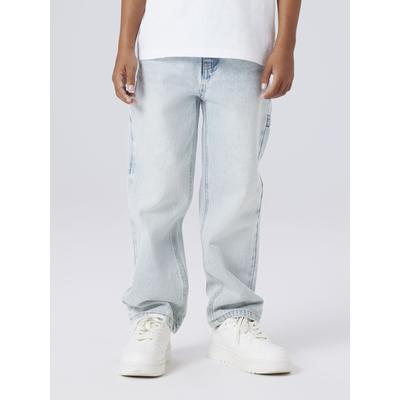 5-Pocket-Jeans NAME IT "NKMRYAN für Jungen mit geradem Bein und 5-Pocket-Style", Jungen, Gr. 164, N-Gr, blau (light blau denim), Denim/Jeans, Obermaterial: 100% Baumwolle, leichte Abriebeffekte, straight fit knöchellang, Jeans 5-Pocket-Jeans,...