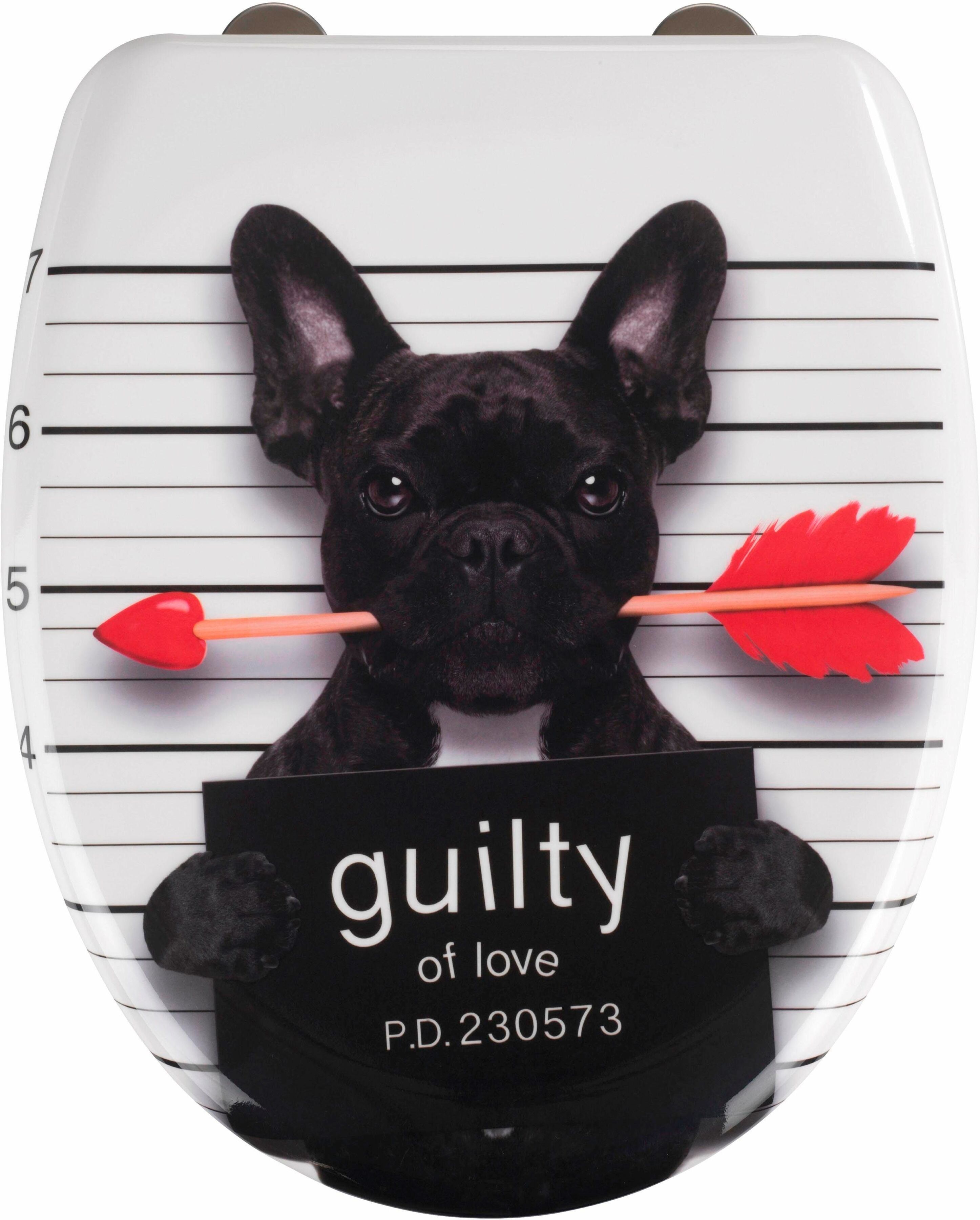 WC-Sitz WENKO "Guilty Dog", bunt, B:38cm L:45cm, Duroplast, Edelstahl, WC-Sitze, WC-Sitz bunt Einheitsgröße