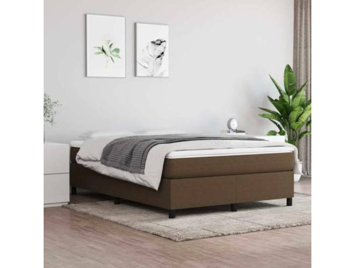 KGHFDVB Bett 193 x 140 x 35 cm aus Holzwerkstoff Dunkelbraun Polyester Stoffbezug 100% Polyester, Sperrholzlatten für gleichmäßige Gewichtsverteilung, stabile Stützbeine, für Matratze