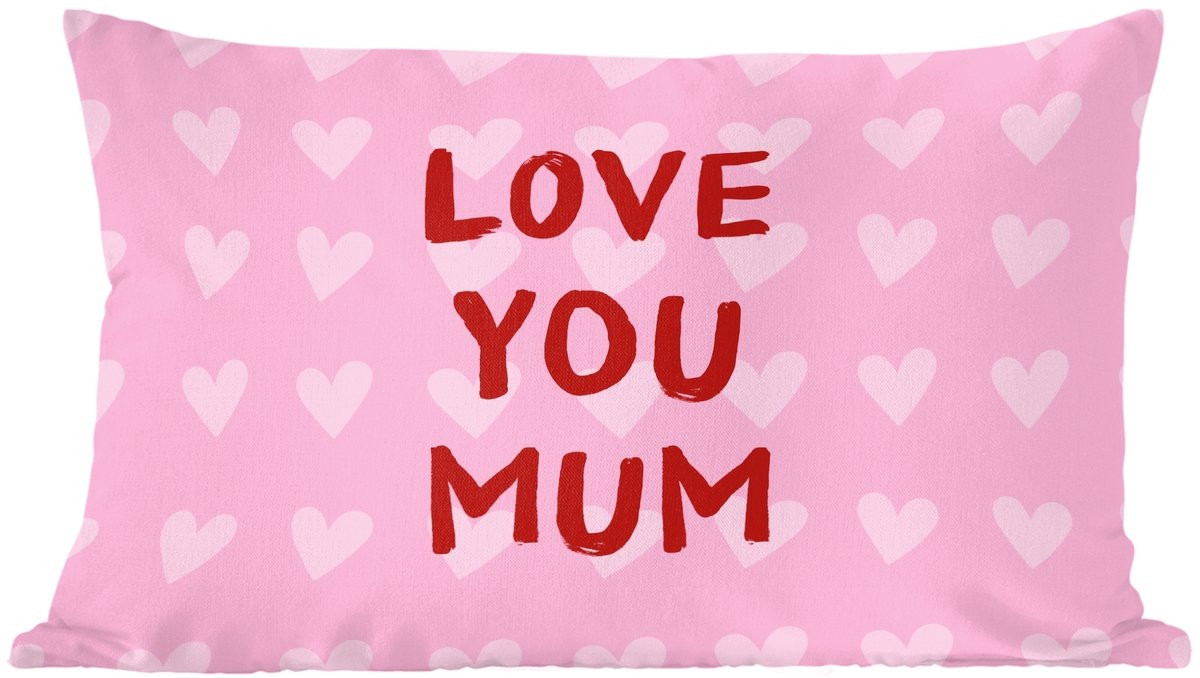 PillowMonkey Sierkussen Love Quote Moeder - Rood - 50 x 30 cm