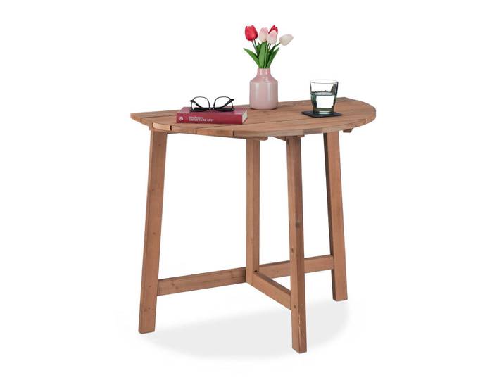 Relaxdays Klapptisch Dunkelbraun Wandmontage 80x50 cm, Braun, Holz, 80x74x50 cm, Gartenmöbel, Gartentische, Balkontische