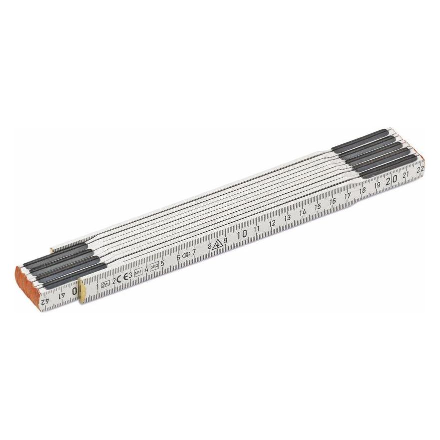 Cimco Gliedermassstab aus Holz mit Stahlfeder, 10 Glieder, 2 mbeidseitig mm-Einstellung (2 m) (210004)