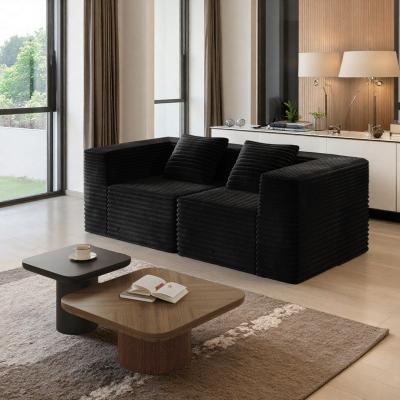 Corduroy Modular Sofa with Deep Seat and No Assembly Required