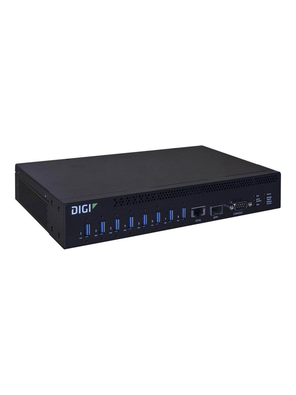 Digi AnywhereUSB 8 Plus USB-Hubs - USB 3.2 - 8 Anschlüsse - Schwarz
