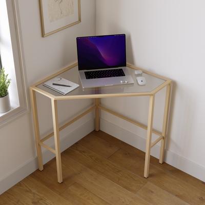 SEI Furniture Kemble Metal/Glass Corner Desk