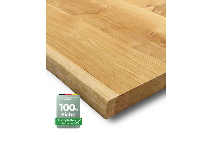 holz4home® Esstischplatte Massivholz Eiche mit Baumkante I Massivholzplatte Natur Geölt Echtholz, Vollflächig 4cm dickes Massivholz