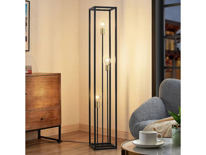 Stehlampe Tiliane Lindby, schwarz, für Wohn- / Esszimmer, Metall, Modern, Stehlampe