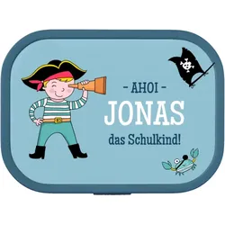 Mepal Brotdose selbst gestalten im Design "Brotdose Einschulung: Pirat Ahoi!" – BPA-freie personalisierte Lunchbox mit eigenem Foto & Namen für Kinder
