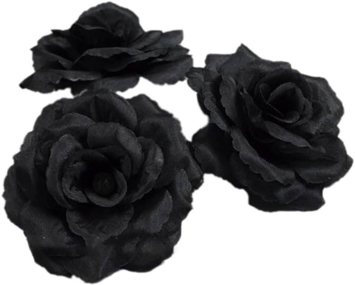 Allecto Plus Kunstbloemen Rozen 10 stuks - Zwart - Tafeldecoratie