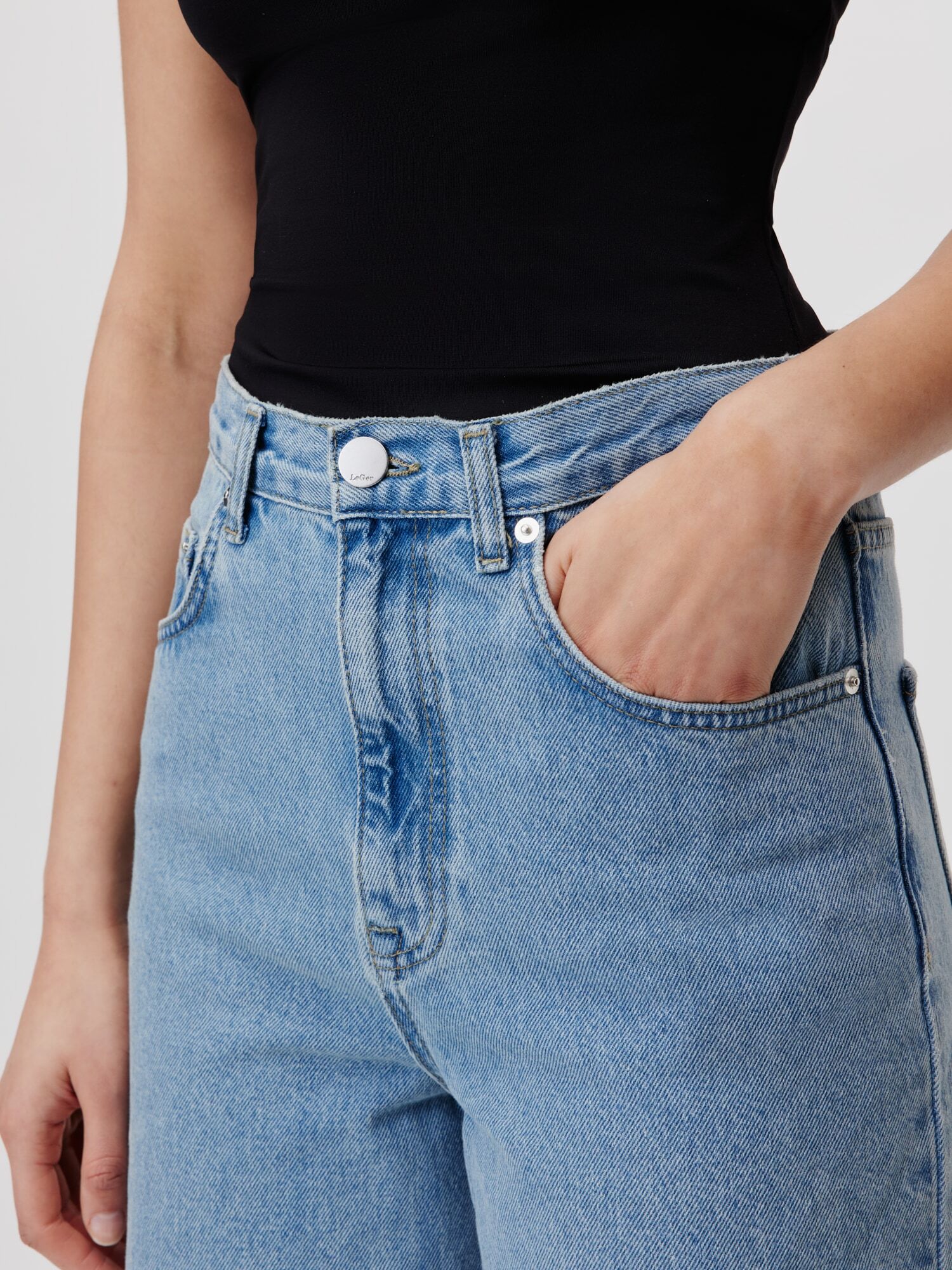 Straight-Jeans LEGER "Cleo Tall, LeGer by Lena Gercke", Damen, Gr. 42, N-Gr, blau (blau denim), Denim/Jeans, Obermaterial: 100% Baumwolle, unifarben, regular fit lang, Jeans Straight-Jeans, Regular fit mit praktischen Taschen