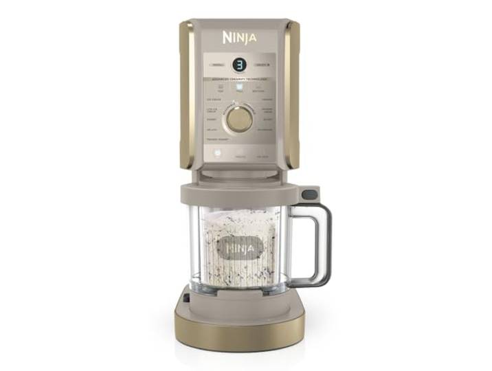 Ninja CREAMi Deluxe Eismaschine mit 2 Behältern Stone Gold NC502EUSTGD Für Eiscreme, Sorbet, Frozen Joghurt, Milchshakes, Slushi, 2-in-1-Geschmacksoption - NC502EUSTGD